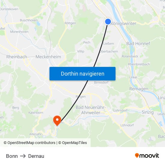 Bonn to Dernau map