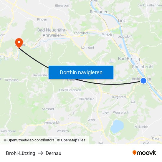 Brohl-Lützing to Dernau map