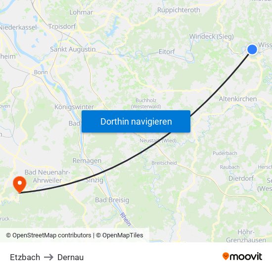 Etzbach to Dernau map