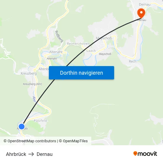Ahrbrück to Dernau map