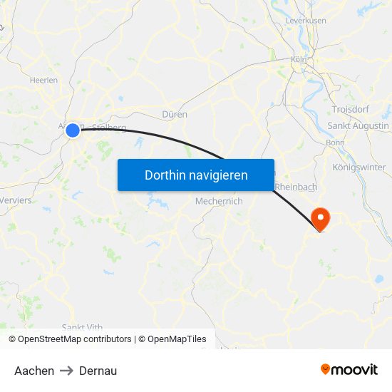 Aachen to Dernau map