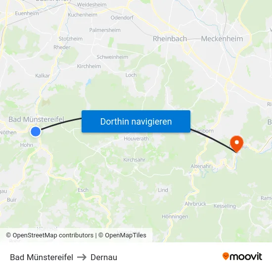 Bad Münstereifel to Dernau map
