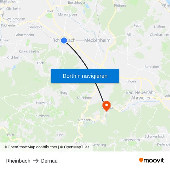 Rheinbach to Dernau map