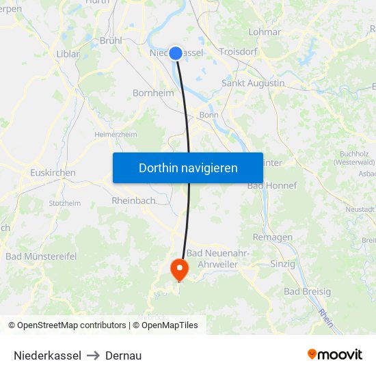 Niederkassel to Dernau map