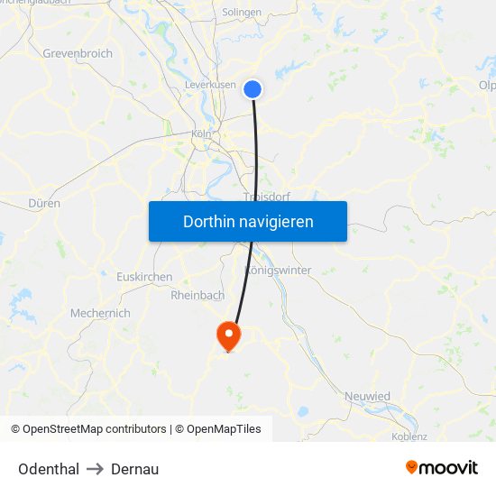 Odenthal to Dernau map