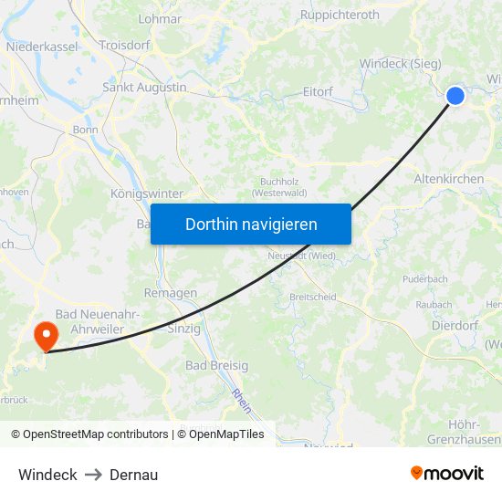 Windeck to Dernau map