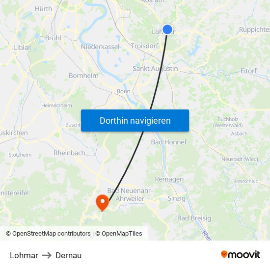 Lohmar to Dernau map