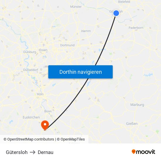 Gütersloh to Dernau map