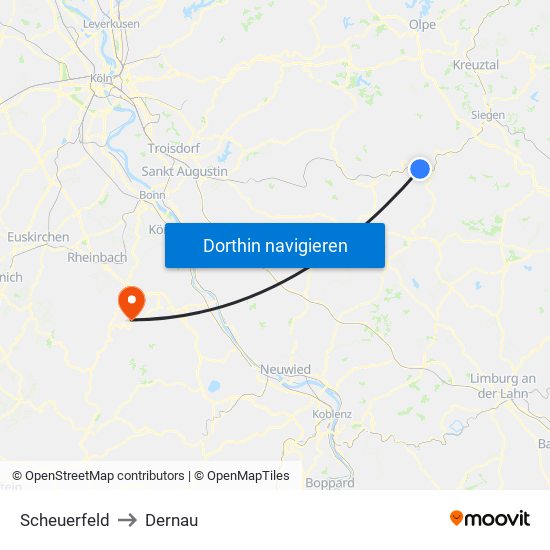 Scheuerfeld to Dernau map