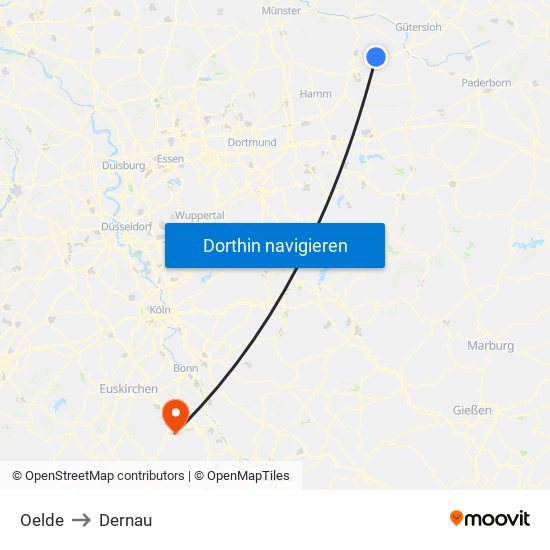 Oelde to Dernau map