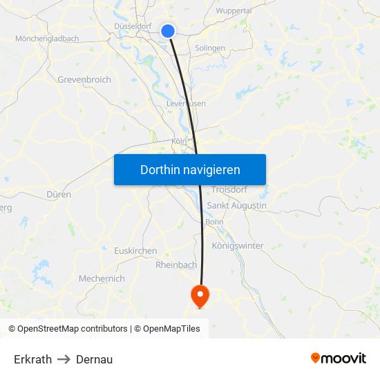 Erkrath to Dernau map
