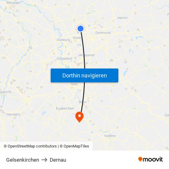 Gelsenkirchen to Dernau map