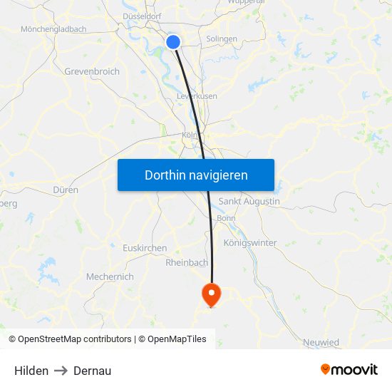 Hilden to Dernau map