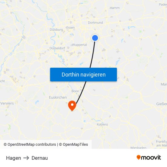Hagen to Dernau map
