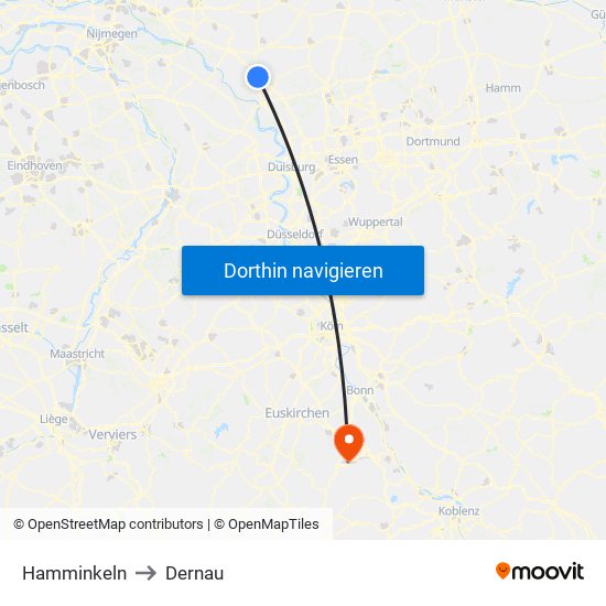 Hamminkeln to Dernau map