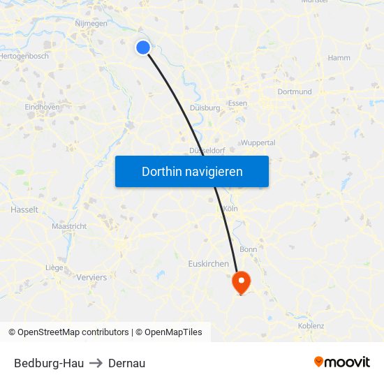 Bedburg-Hau to Dernau map