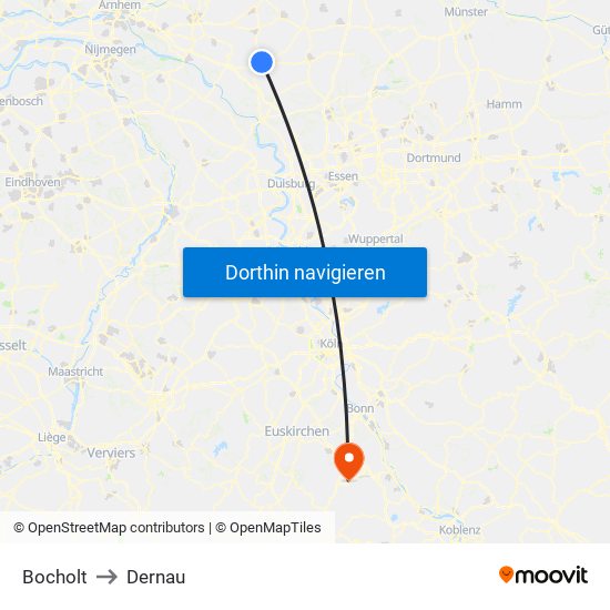 Bocholt to Dernau map