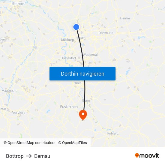 Bottrop to Dernau map