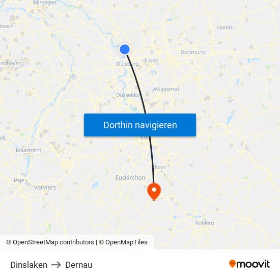 Dinslaken to Dernau map