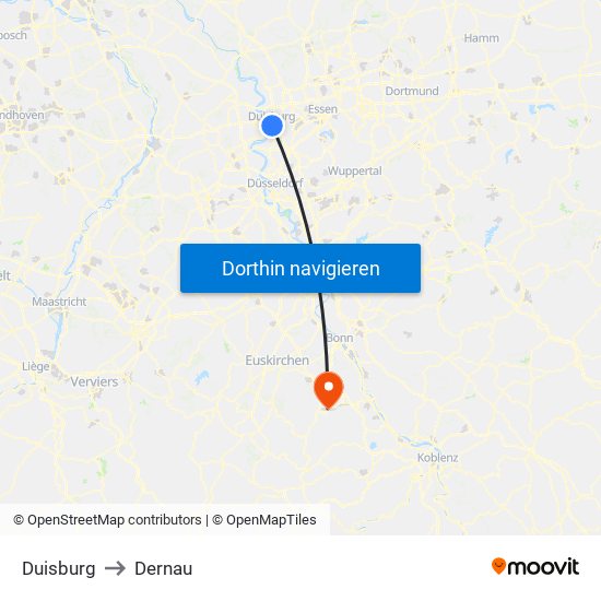 Duisburg to Dernau map