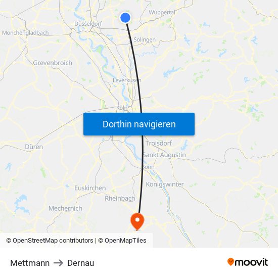 Mettmann to Dernau map