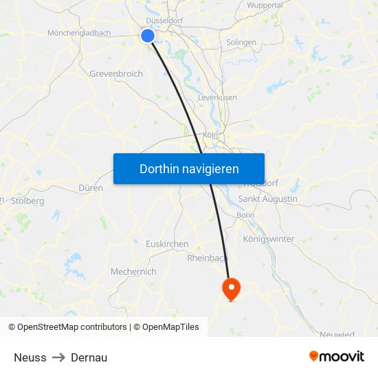 Neuss to Dernau map