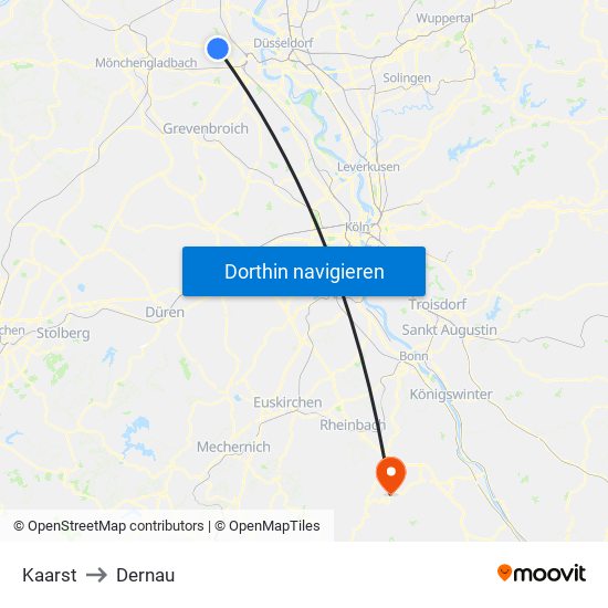 Kaarst to Dernau map
