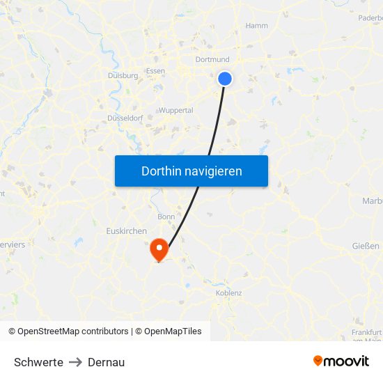 Schwerte to Dernau map