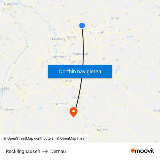 Recklinghausen to Dernau map