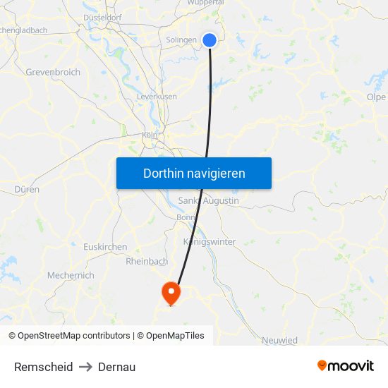 Remscheid to Dernau map