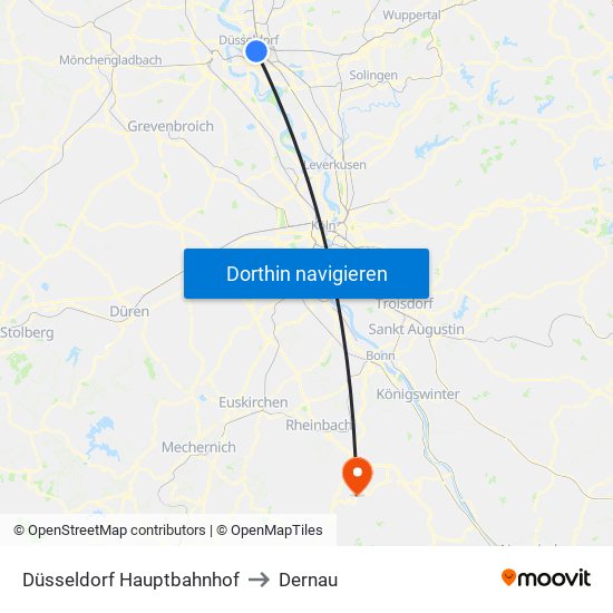 Düsseldorf Hauptbahnhof to Dernau map