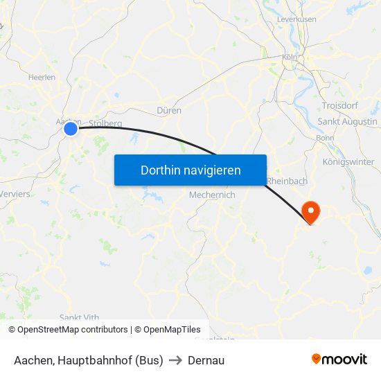 Aachen, Hauptbahnhof (Bus) to Dernau map