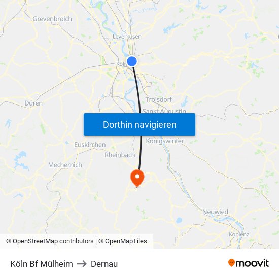 Köln Bf Mülheim to Dernau map