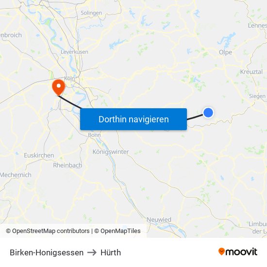 Birken-Honigsessen to Hürth map