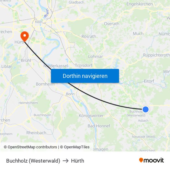 Buchholz (Westerwald) to Hürth map