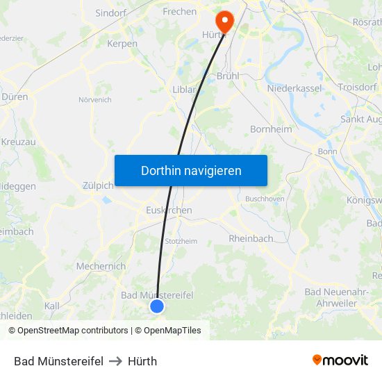 Bad Münstereifel to Hürth map