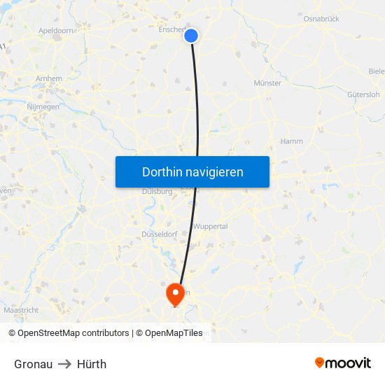 Gronau to Hürth map