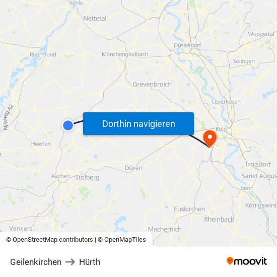 Geilenkirchen to Hürth map