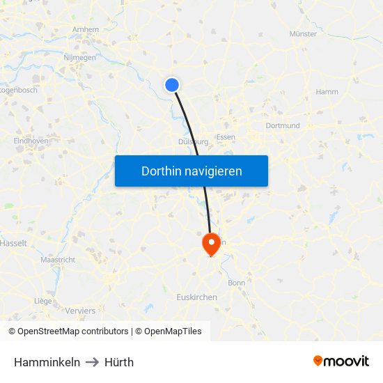 Hamminkeln to Hürth map