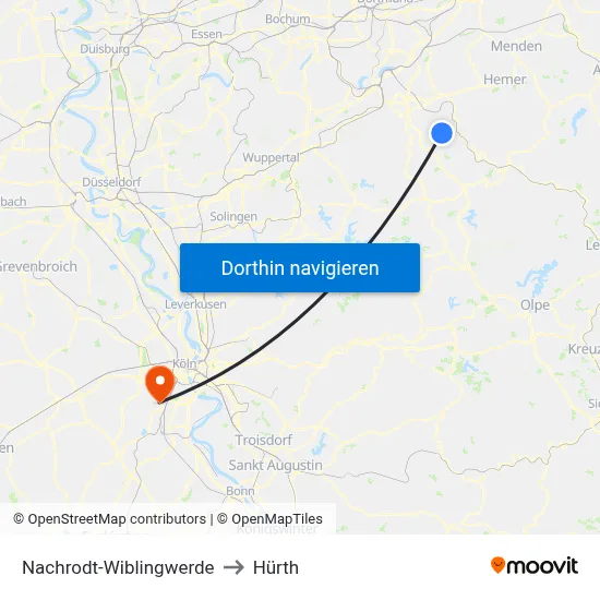 Nachrodt-Wiblingwerde to Hürth map