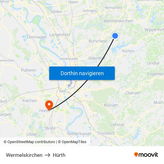 Wermelskirchen to Hürth map