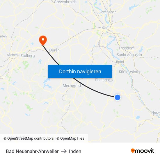 Bad Neuenahr-Ahrweiler to Inden map