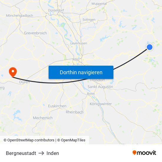 Bergneustadt to Inden map