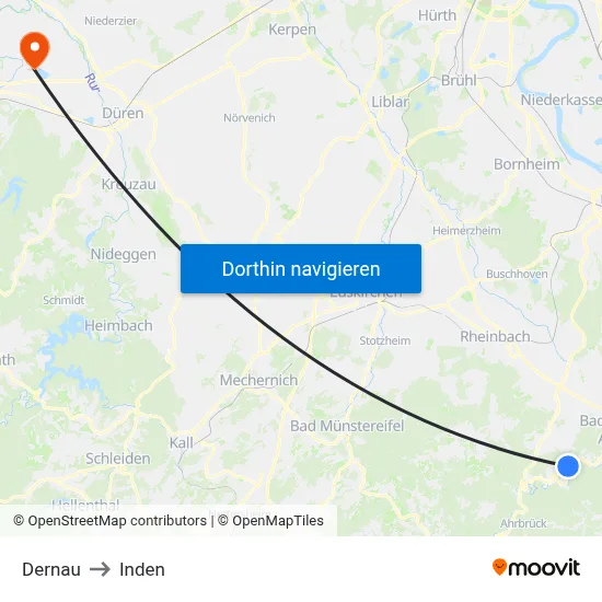 Dernau to Inden map