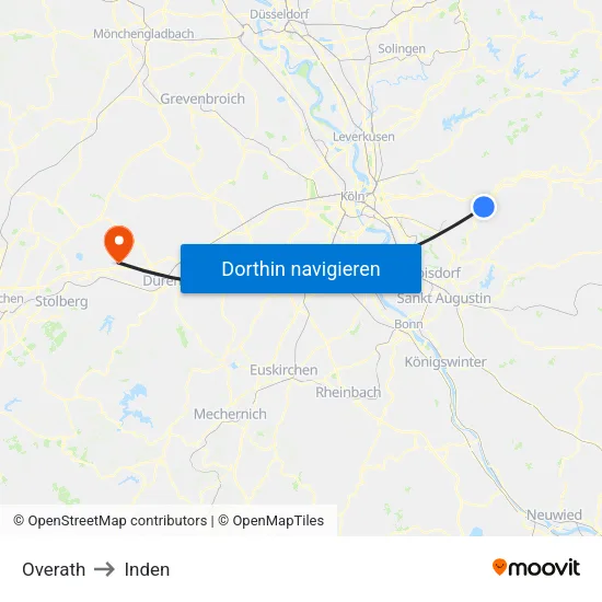 Overath to Inden map