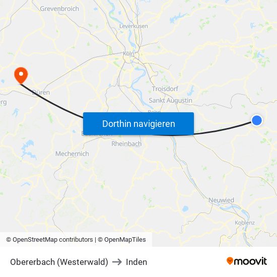 Obererbach (Westerwald) to Inden map