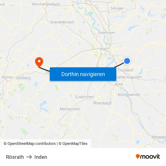 Rösrath to Inden map