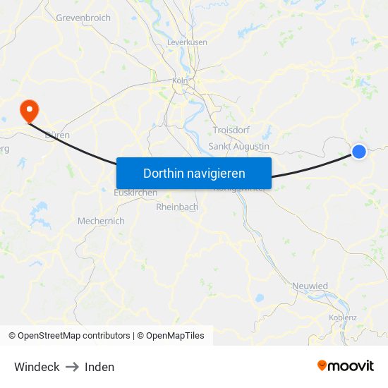 Windeck to Inden map