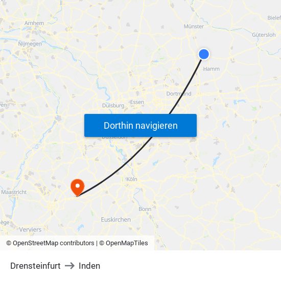 Drensteinfurt to Inden map