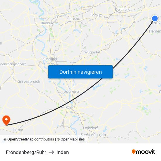 Fröndenberg/Ruhr to Inden map